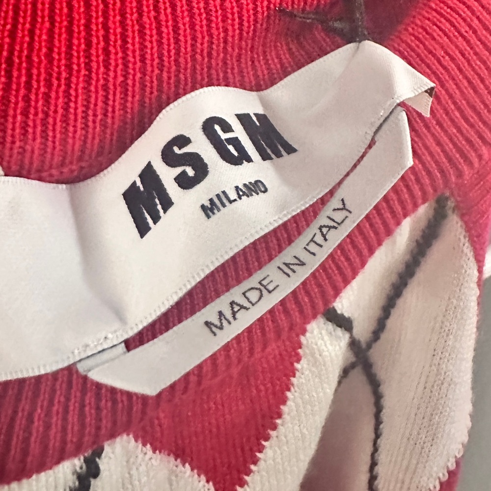 MSGM Red and Cream Argyle Halter Knit Tank - Picture 9 of 12